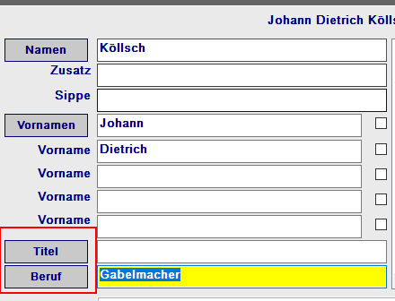 Beruf-Titelfeld