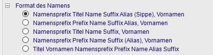 Format des Namens