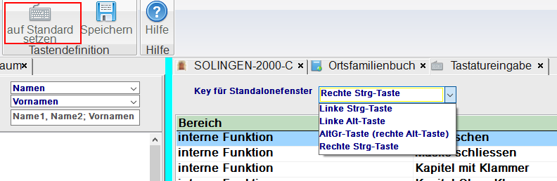 Tastatureingabe ändern