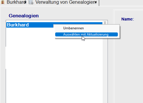 Genealogie aktualisieren