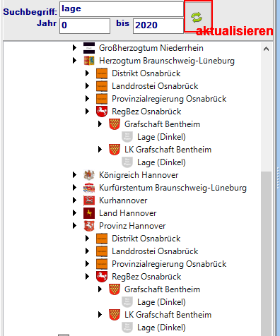 Suche im Ortebaum