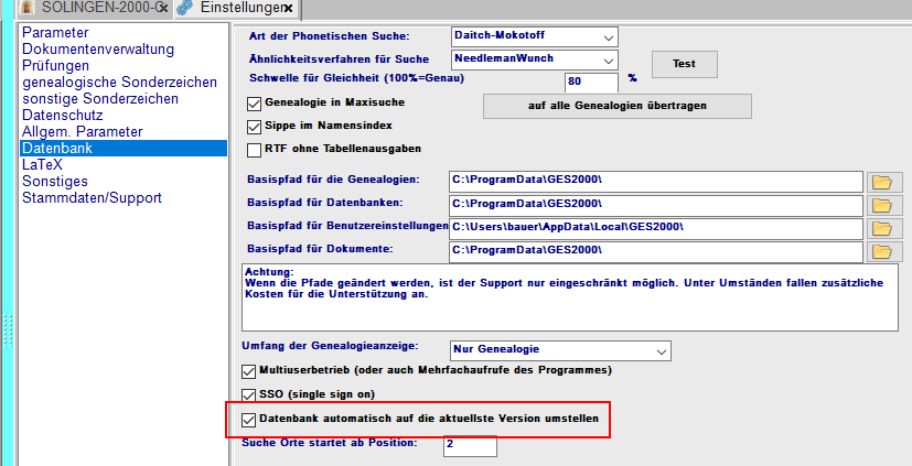 Datenbank umstellen