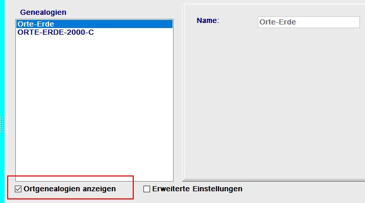 Ortsgenealogie aufrufen