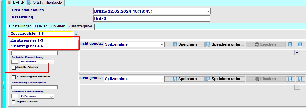 Zusatzregister 1-6