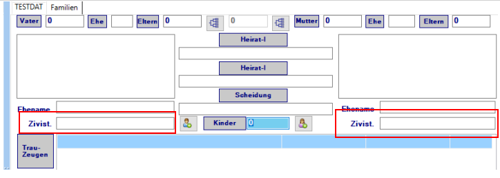 Zivilstand bei der Heirat