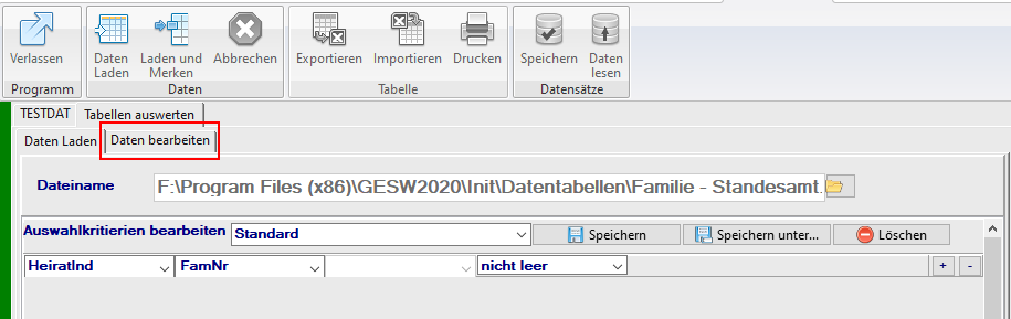 Tabelle - bearbeiten