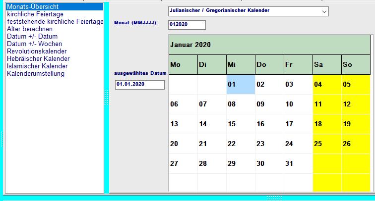 Genealogiekalender - Berechnungen