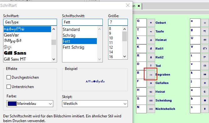 Einzelzeichen ändern