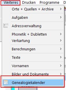 Weiteres Genealogiekalender