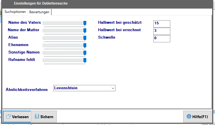 Dubletten - Suche - Bewerten