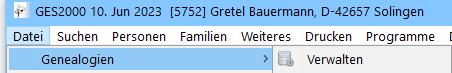 Genealogeie -Menü