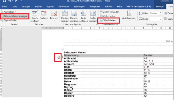 Formatieren Index