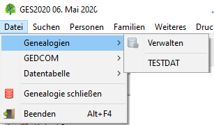 Genealogie Menü