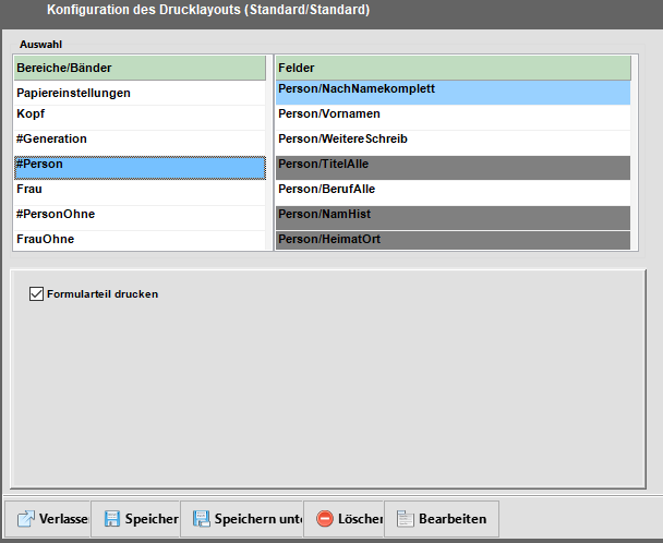 Konfiguration Drucklayout