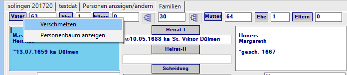 Verschmelzen aus dem Familienformular 2