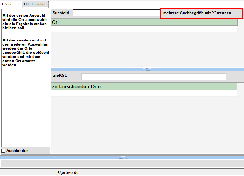 mehrere Suchbegriffe bei Orten