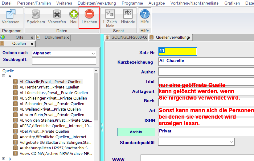 Quelle löschen