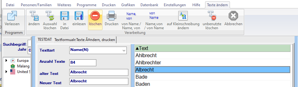 Texte ändern-löschen-verlassen