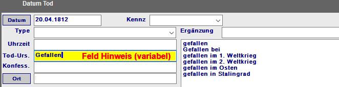 Hinweisfeld für gefallen