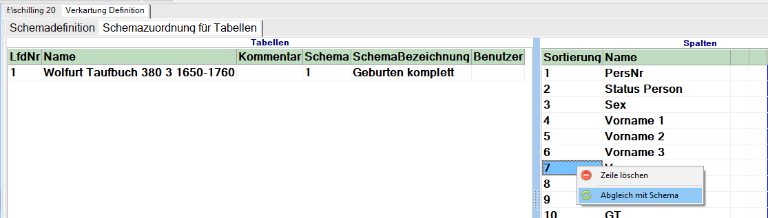 Abgleich mit Schema