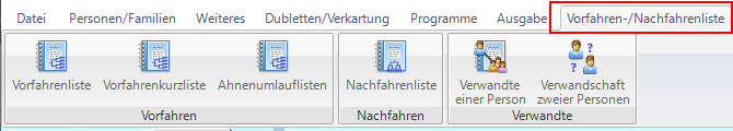 Vofahren-Nachfahrenlisten