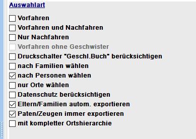 Gedcom-Auswahlart