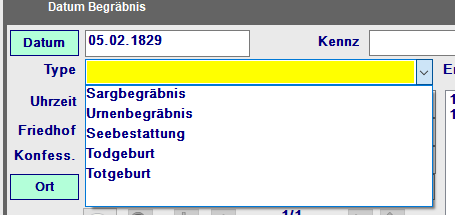Datentyp Bestattung